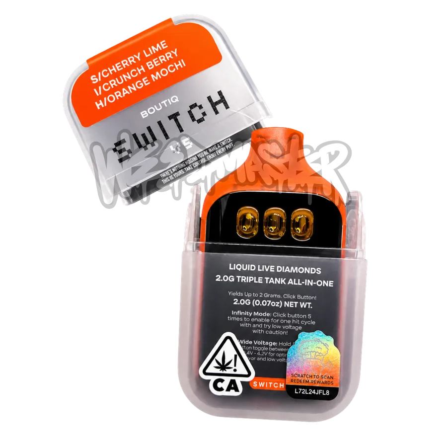 Boutiq Switch V.5 Cherry Lime · Crunch Berry · Orange Mochi — 3-Tank Liquid Live Diamonds Thailand